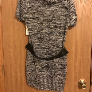 Short sleeved heather grey sweater dress